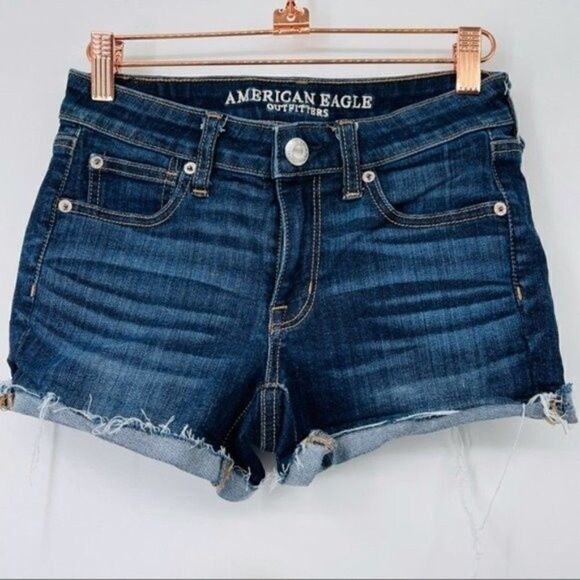 American eagle outfitters shorties shorts size 2 blue denim BoxS - Picture 5 of 5